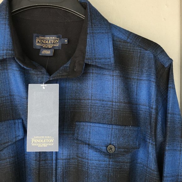 Pendleton NWT Royal & Black Plaid NWT Sz Med & Large - Picture 6 of 10
